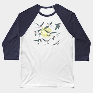 Swallows In Flight Geometric Baseball T-Shirt